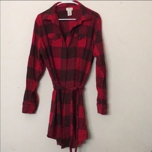 Wrangler Red and black plaid shirt dress.